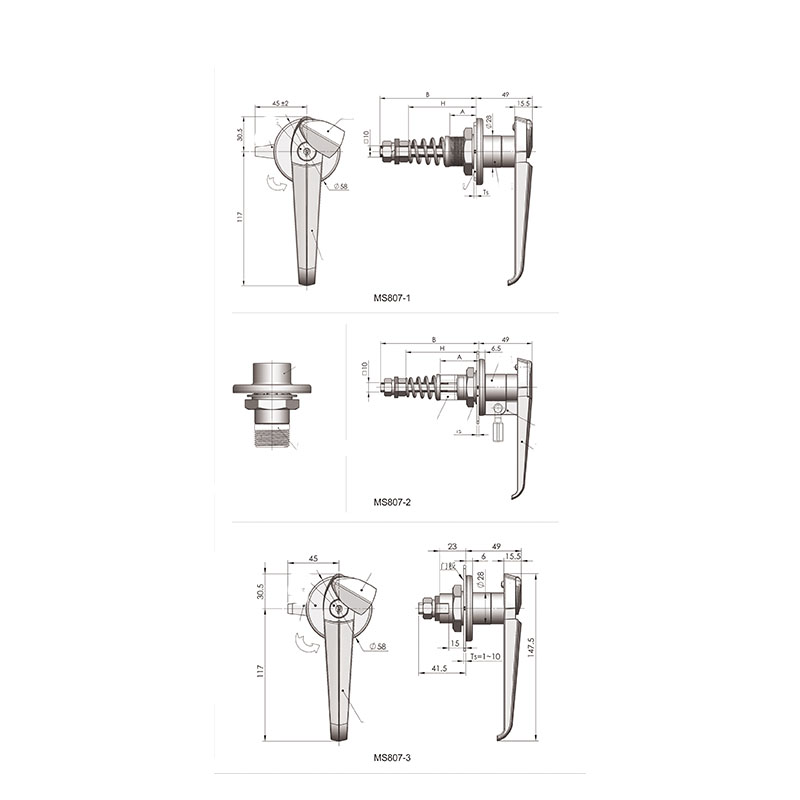 Cerraduras universales de acero inoxidable para puerta izquierda derecha MS807-1B 242N